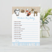 Invitation Animaux de bois d'hiver Voeux pour bébé (Bleu) (Debout devant)