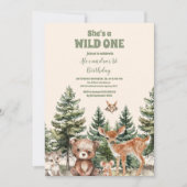 Invitation Animaux de bois doux 1er anniversaire (Devant)
