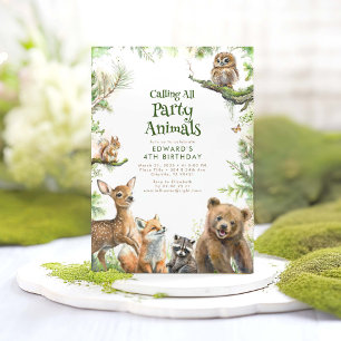 Invitation Animaux de bois et verdure Anniversaire de enfant
