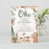 Invitation Animaux de bois mignons 1er anniversaire (Debout devant)