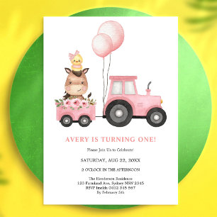 Invitation Animaux de camion de ferme ballon enfants annivers