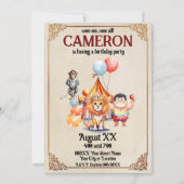 Invitation Animaux de cirque vintage mignons (Devant)