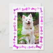 Invitation Animaux de compagnie Empreintes de pattes roses Ch (Devant)