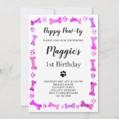 Invitation Animaux de compagnie Empreintes de pattes roses Ch (Dos)