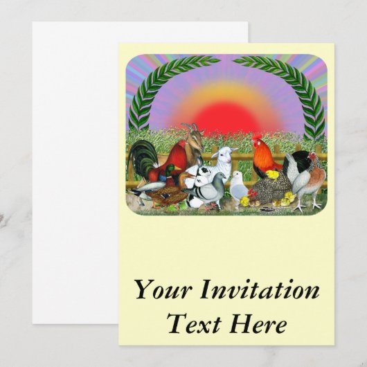 Invitation Animaux de ferme (Devant / Derrière)