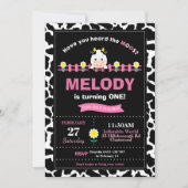 Invitation Animaux de ferme 1er anniversaire fête fille Barny (Devant)