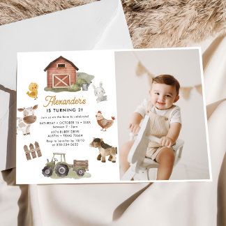 Invitation Animaux de ferme 2e fête d'anniversaire Photo
