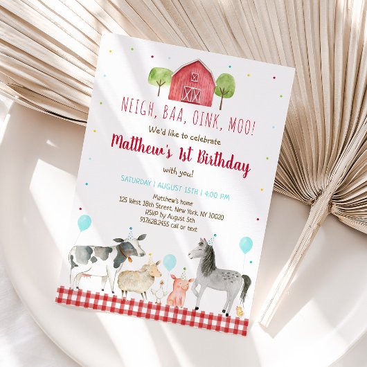 Invitation Animaux de ferme Anniversaire