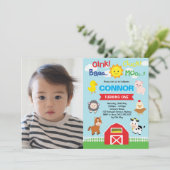 Invitation Animaux de ferme Anniversaire Barnyard Pet Zoo Pho (Debout devant)