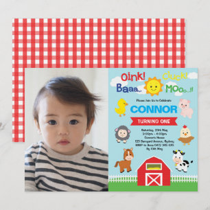 Invitation Animaux de ferme Anniversaire Barnyard Pet Zoo Pho
