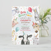 Invitation Animaux de ferme Anniversaire Garçon Barnyard Fête (Debout devant)