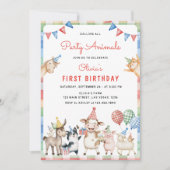 Invitation Animaux de ferme appelant toute la fête 1er annive (Devant)