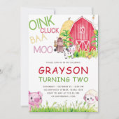 Invitation Animaux de ferme Aquarelle Anniversaire (Devant)