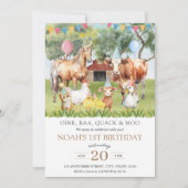 Invitation Animaux de ferme Aquarelle fête d'anniversaire (Devant)