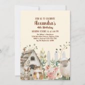 Invitation Animaux de ferme Aquarelle mignonne Garçon Anniver (Devant)