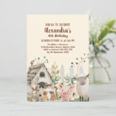 Invitation Animaux de ferme Aquarelle mignonne Garçon Anniver (Debout devant)