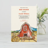 Invitation Animaux de ferme Baby shower Barnyard (Debout devant)