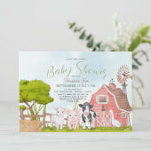 Invitation Animaux de ferme Baby shower Barnyard (Debout devant)