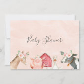 Invitation Animaux de ferme Baby shower rose floral Invitatio (Dos)