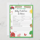 Invitation Animaux de ferme Baby shower Taille du jeu Invitat (Devant)