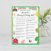 Invitation Animaux de ferme Baby shower Taille du jeu Invitat (Debout devant)