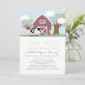 Invitation Animaux de ferme Baby shower virtuel Barnyard (Debout devant)