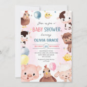 Invitation Animaux de ferme Ballons Barnyard Baby shower (Devant)