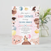Invitation Animaux de ferme Ballons Barnyard Baby shower (Debout devant)