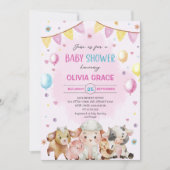 Invitation Animaux de ferme Ballons Barnyard Baby shower (Devant)