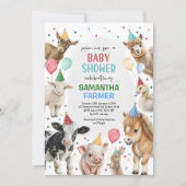 Invitation Animaux de ferme Ballons Barnyard Baby shower de f (Devant)