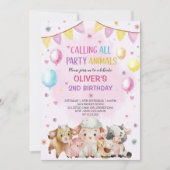 Invitation Animaux de ferme Ballons Barnyard fête d'anniversa (Devant)