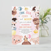 Invitation Animaux de ferme Ballons Barnyard fête d'anniversa (Debout devant)