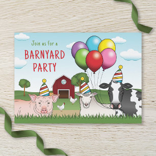 Invitation Animaux De Ferme Ballons D'Anniversaire Et Baryard