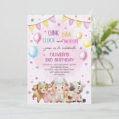 Invitation Animaux de ferme Ballons de nid Fête Anniversaire (Debout devant)