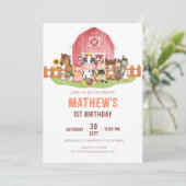 Invitation Animaux de ferme Barnyard 1er 2e anniversaire (Debout devant)