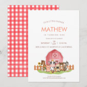 Invitation Animaux de ferme Barnyard 1er 2e anniversaire Invi (Devant / Derrière)