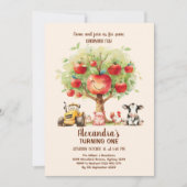 Invitation Animaux de ferme Barnyard 1er anniversaire (Devant)