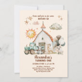 Invitation Animaux de ferme Barnyard 1er anniversaire (Devant)