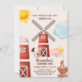 Invitation Animaux de ferme Barnyard 1er Anniversaire Turner  (Devant)