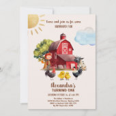 Invitation Animaux de ferme Barnyard 1er anniversaire Turner  (Devant)