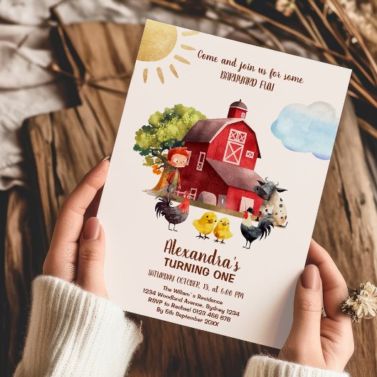 Invitation Animaux de ferme Barnyard 1er anniversaire Turner 
