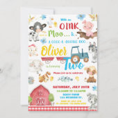 Invitation Animaux de ferme Barnyard 2e anniversaire Turner d (Devant)