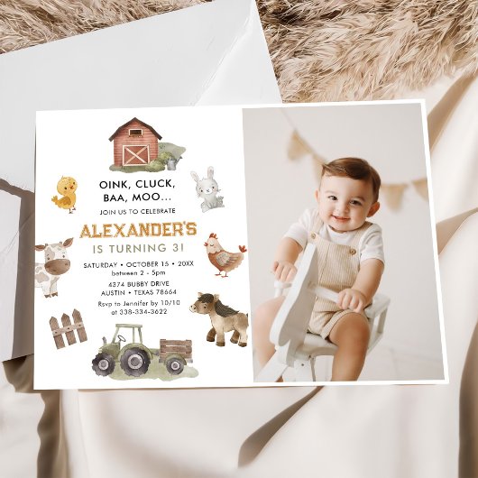Invitation Animaux de ferme Barnyard 3e anniversaire Photo
