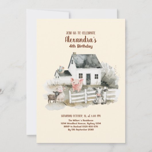 Invitation Animaux de ferme Barnyard Anniversaire (Devant)