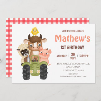 Invitation Animaux de ferme Barnyard Anniversaire
