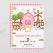 Invitation Animaux de ferme Barnyard Anniversaire Fête Invita (Devant / Derrière)