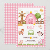 Invitation Animaux de ferme Barnyard Anniversaire Fête Invita (Devant / Derrière)