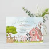 Invitation Animaux de ferme Barnyard Aquarelle 1er anniversai (Debout devant)