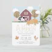 Invitation Animaux de ferme Barnyard Baby shower Citrouille (Debout devant)