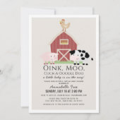 Invitation Animaux de ferme Barnyard Beige Baby shower virtue (Devant)